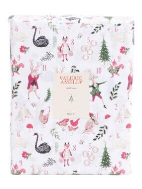 VALERIE & AMELIA Cotton 12 Days Of Christmas Sheet Set
